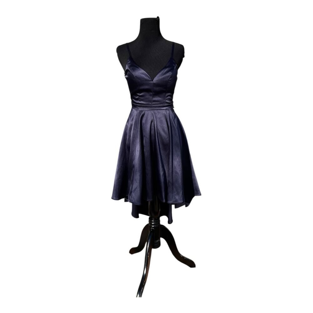 Sequin Hearts Sweetheart Neckline Strappy Hi Low Fairy Dress Lacy Back Blue Sz 1